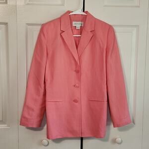 Casual Corner Annex Women's Pink Linen Blend Single Breasted Blazer Size 4